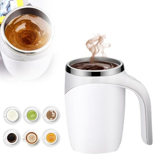HOIDOKLY Tasse à café avec brassage magnétique automatique, nouvelle tasse à café auto-mélangée en acier inoxydable 2025, tasses à café avec brassage magnétique rechargeables portables pour la maison