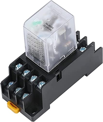 Relé HH54P MY4NJ 24V DC de 14 pines 4PDT con zócalo PYF14A para carril DIN 1