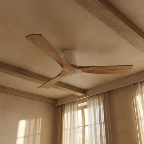 Genérico Giro Etoile Ventilador de Techo 132 cm – 3 Aspas de Madera, 8 Velocidades, Ultra Silencioso, Verano-Invierno con Wi-Fi
