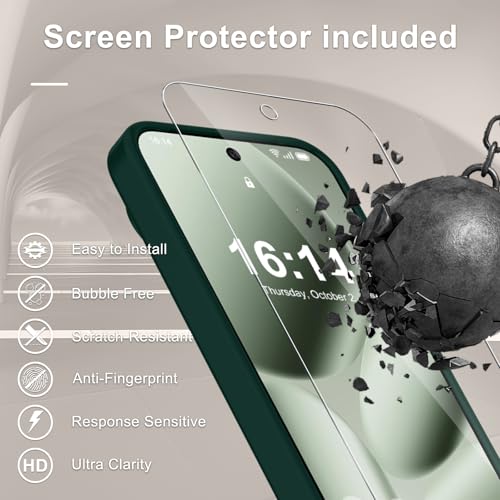 Image of for Google Pixel 10 /10 Pro Case, Matte Magnetic Phone Cover [with 1 Screen Protector] [Support for MagSafe] [Shockproof Military Grade Protection] Translucent Frosted Back, Dark Green