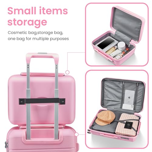 Luggage Sets 4 Piece, Hard Shell Lightweight Carry on Expandable Suitcase with Spinner Wheels Travel Set TSA Lock(#06 Pink)2