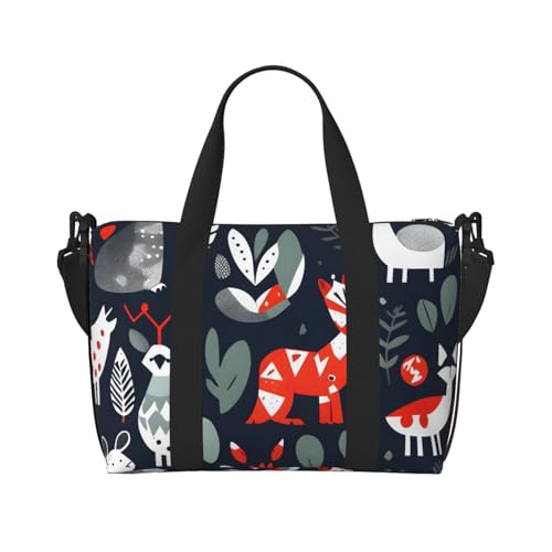 Sac à main imprimé d'animaux scandinaves voyage et gym