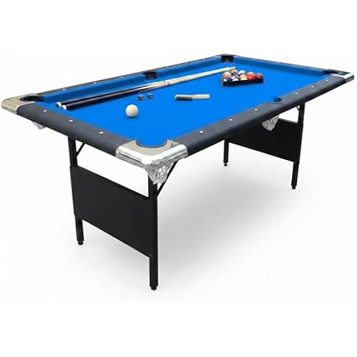 Hathaway Fairmont Folding Pool Table for Family & Home Use Includes Full Set of Billiard Balls, Cues, Chalk, Triangle and Carrying Bag, Portable Space-Saving Table
