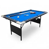 Hathaway Fairmont Portable 6-Ft Pool Table for Families with Easy Folding for Storage, Includes Balls, Cues, Chalk, Blue