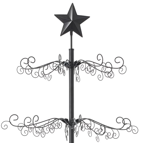 Casafield Ornament Display Christmas Tree with Stand - 6' Black Wrought Iron Ornament Holder
