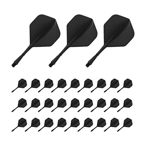 dcvbny Black Integrated Dart Flights and Shafts,30Pcs Plastic Black Dart Shaft and Flights 2BA Screw in-one Dart Flight Accessories