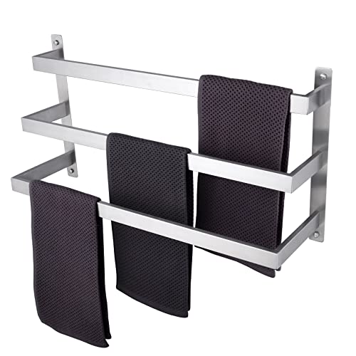 KOKOSIRI Bath Towel Bars Bathroom 3-Tiers Ladder Towel Rails Towel Holders Wall Mounted Towels Shelves Rack Brushed Stainless Steel, B5006BR-L24 by KOKOSIRI - Used condition - US$47.19