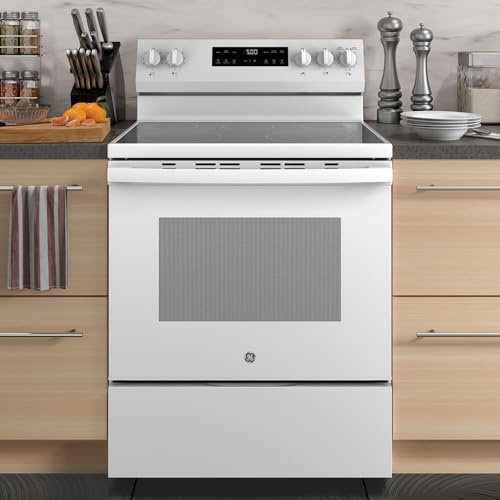 30 in. 5 Burner Element Free-Standing Electric Range in White with Crisp Mode by GE - Image 5