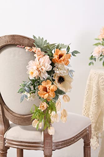 Ruidkun Artificial Flowers Dahlia Flowers Combo Bulk Silk Flower Leaf With Stems For Diy Handcrafted Wedding Flower Bouquets Table Centerpieces Mantle Arrangements Party Baby Shower Home Decorations #TOP4