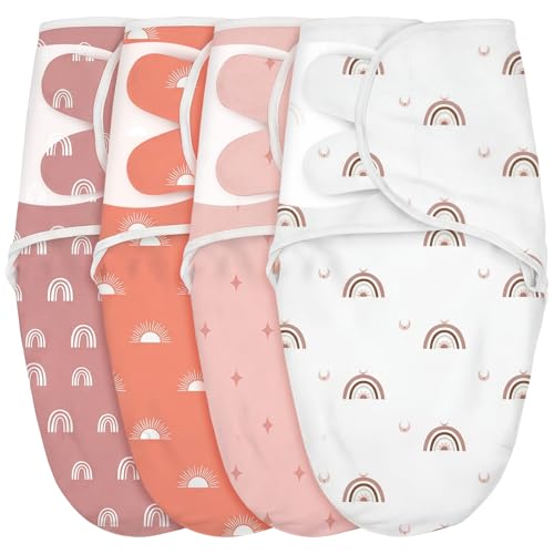 Image of Newwiee 4 Pcs Preemie Baby Swaddle Wrap Adjustable Cotton Swaddle Sleep Blanket for Preemie Boy Girl Improves Sleep Essentials(Starry Style)