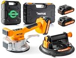 Tile Vibration Tool Pro Set with 21V Batteries & 8″ Vacuum Suction Cup – 110 lb. Suction Cup Tool Power – 9 Vibrator Levels for Leveling Marble, Ceramic, Paver, Granite & Concrete
