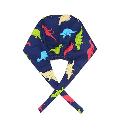 TENDYCOCO Gorro de Matorral Ajustable para Mujer Banda de Sudor Sombreros Acolchados Dinosaurios Sombrero Quirúrgico Impreso