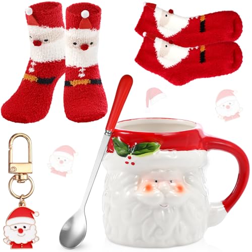 Sliner 4 Pcs Santa Mug Gifts Set Include Christmas Coffee