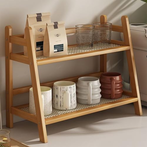 Gxdamxz Portatazze Legno, Scaffale Tazze 3 Ripiani, Supporto Tazzine Caffè per Cucina Sala Pranzo, 35x18x29cm