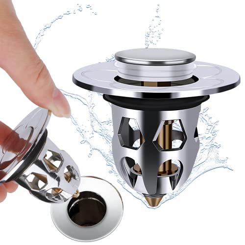Tappi Per Lavandino, 2 Pezzi, Universali, Filtro Di Scarico Pop Up, Tappi Per Lavandino Da Appoggio Per Vasca Da Bagno, Tappo Di Scarico Con Filtro Anti Appannamento Per Cucina (34-40 Mm)