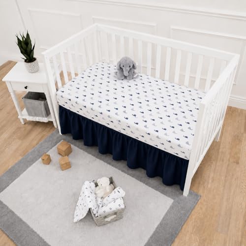 Image of American Baby Company 2 Pack Fitted Crib Sheets 52x28 inch, Navy Whale / Zigzag | 100% Natural Cotton Crib and Toddler Bed Sheets, Soft, Breathable & Hypoallergenic, Gentle on Skin, Neutral for Boys & Girls