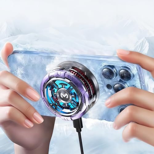 Mag-Safe Cell Phone Cooling Fan Pad, Phone Cooler for Gaming Portable iPhone Cooling Case Fan with RGB Light, Ventilador Keep Phone Cool in Car or Hot Weather for iPhone/Android/Tablet/iPad Series