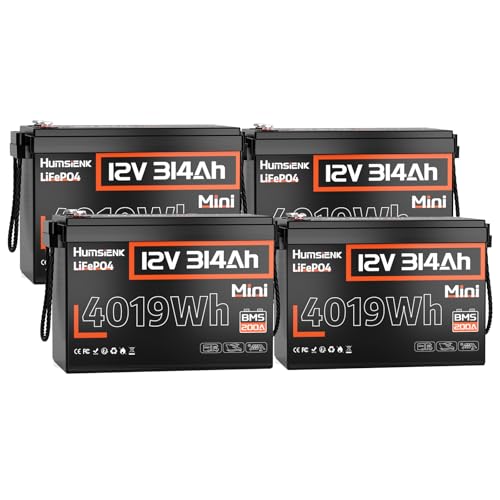 Image of 48V 314Ah (4 PACK 12V 314Ah) Battery LiFePO4 Lithium Built-in 200A BMS, 15000 Deep Cycles Battery 4019Wh with Low-Temp Protection for RV Marine Home Energy Storage Off-Grid Living