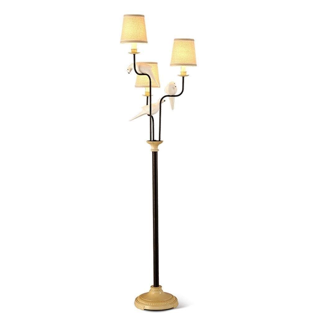 GLXLSBZ Floor lamp Standing Nordi Floor lamp Torchieres, Art Deco Resin Bird Standin 3 Light and Line Shade for Living Room Bedroom Study
