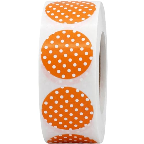 Étiquettes rondes orange à pois blancs de 19 mm avec adhésif puissant pour codage couleur