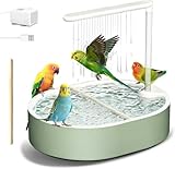 Ducha para Pájaros, Bañera Automática con Bomba USB y Agua en Circulación, Baño para Jaula con Múltiples Salidas, para Periquitos, Ninfas, Agapornis y Pequeños Loros, Verde
