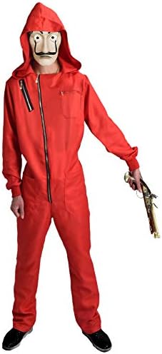 La Casa De Papel Costume Hoodie with Salvador Dali Mask Money Heist The Paper House Jumpsuit (L&Mask)
