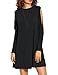 Haola Women's Fall Shoulder Off Long Sleeve T-shirt Dress Basic Shift Dress M Black