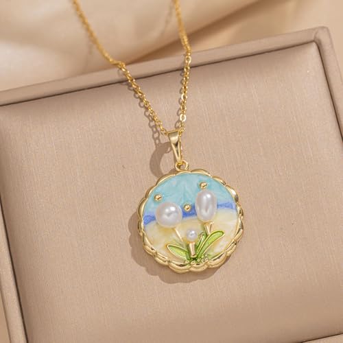 Collier pendentif vintage fleur d'huile pour éviter les allergies