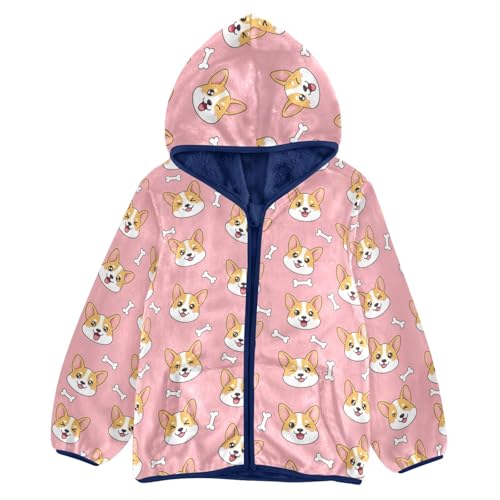 CHIFIGNO Cute Dog Bones Pink Toddler Polar Fleece Lined Winter Jacket, Toddler Boy Hoodies with Hooded 3T