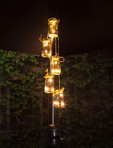 Noma 5 Bottles Parasol Cluster Light with Warm White LED's, Battery Operated