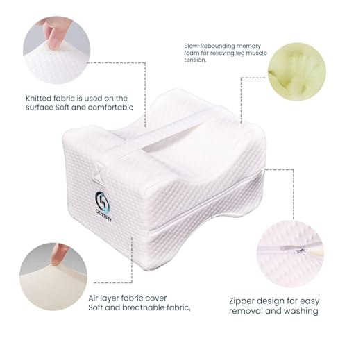 Ergonomic Knee Pillow for Side Sleepers – Cooling Leg Pillow for Side Sleeping – Sciatica Pain Relief Pillow with Strap for Hip and Back Pain – Under Knee Pillow for Sleeping on Back - Thumbnail 5
