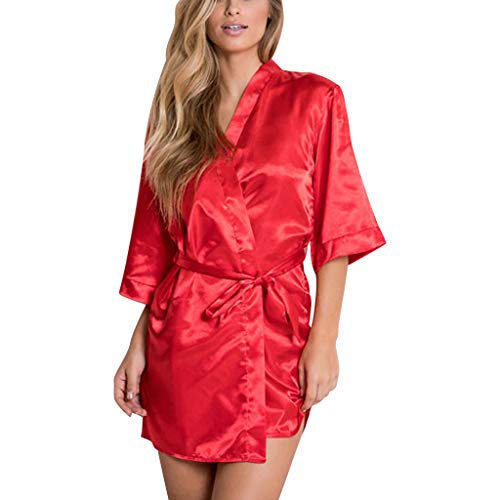 Preisvergleich Produktbild TOPKEAL Womens Sexy Satin Nachtwäsche Dessous Nachtwäsche Unterwäsche Nachthemd Robe