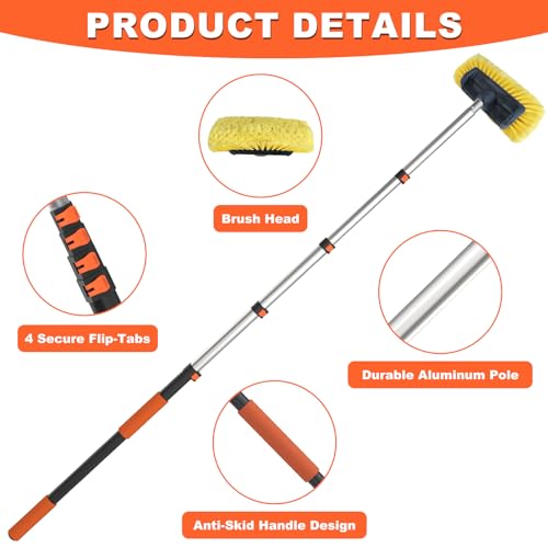 image for Buyplus 12FT Car Wash Brush with Long Handle, 12-Inch Soft Bristle, wi