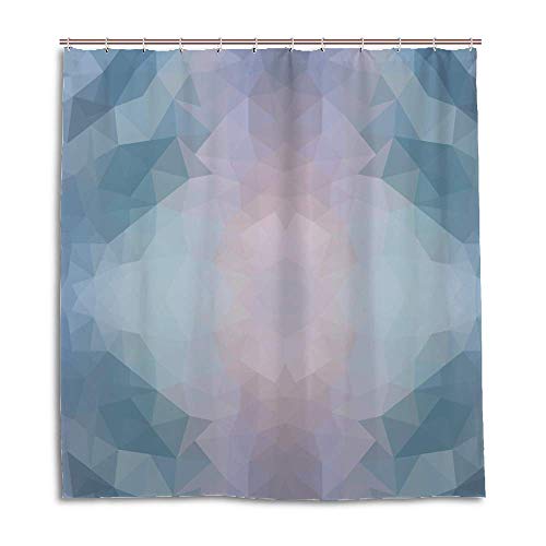 Rideau de douche polyester imperméable 182x182 cm bleu à motifs triangles