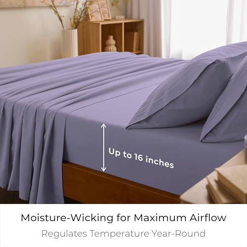 Image of Mellanni Full Sheets Set - 4 PC Iconic Collection Bedding - Hotel Luxury, Extra Soft, Cooling Bed Sheets - Wrinkle, Fade, Stain Resistant (Full, Violet)