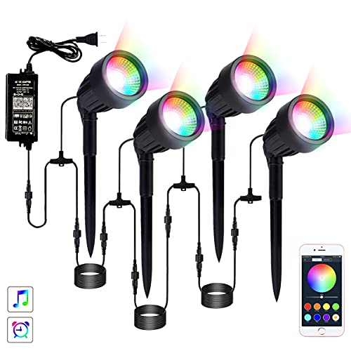 Flash Deals - 50% OFF Landscape Spotlights 48W,Bluetooth Timer Control Landscape Lighting Color Changing Garden Lights with Power Adapter for Pathway,Yard,Lawn,Patio,Tree Lighting Decor Flash Deals - 50% OFF Landscape Spotlights 48W,Bluetooth Timer Control Landscape Lighting Color Changing Garden Lights with Power Adapter for Pathway,Yard,Lawn,Patio,Tree Lighting Decor