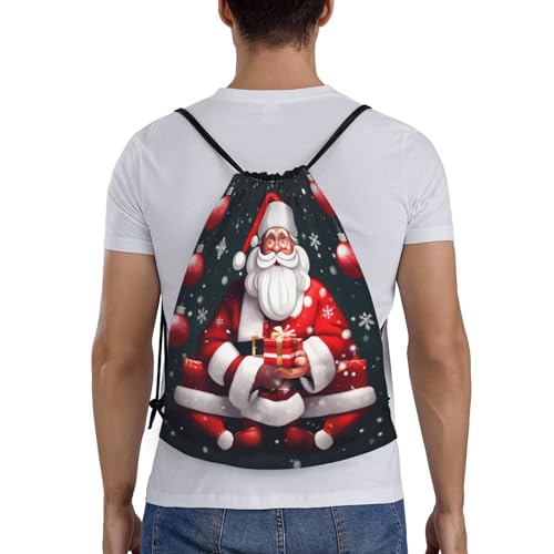 Christmas Santa Clauss print Drawstring Bag Sack Gym Bag Ditty Bag for Gym Traveling, Hiking, Yoga, Shopping for Adult2