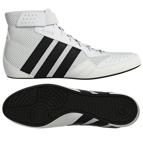adidas HVC Plus Youth Wrestling Shoes, White/Black, 1