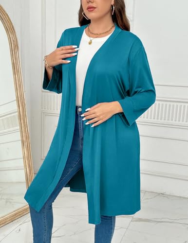Image of Ekouaer Women Plus Size Robe Knee Length Lightweight Bathrobe Short Kimono Robes with Pockets Maternity Robe