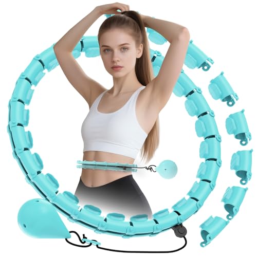 JLoibao Smart Hula Hoop Reifen Erwachsene Zum Abnehmen, 24-Stufiger Infinity Hula-Hoop (74-120cm) Mit Gewich Kugel, Einstellbar Fitness Leise Abnehmen Ausrüstung, für Anfänger und Kinder
