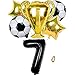 Jxuzh Ballon de football pour anniversaire de garçon - Accessoire de décoration de fête - Ballon de 7er anniversaire de garçon - Ballon de football - Décoration étoile rouge - Pour fan de football