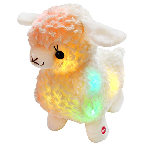 Bstaofy Light up White Lamb LED Stuffed Animals Sheep Soft Plush Toy Birthday Christmas Glow Gift for Kids, 10 inch