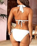Women Halter Bikini Set - Two Piece Triangle Swimsuit Tie Bathing Suit 2025 Cute Swimwear White Medium