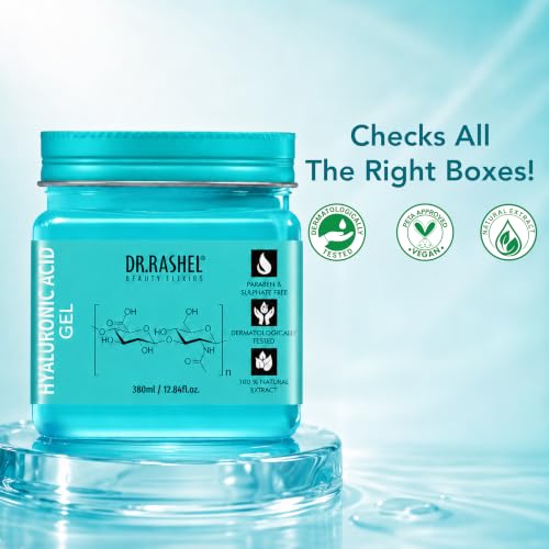 Image of DR.RASHEL Beauty Elixirs Hyaluronic Acid Gel Moisturizer Non-Sticky Daily Face Gel Revitalizes & Hydrates Boosts Skin Elasticity For All Skin Types (380ml)
