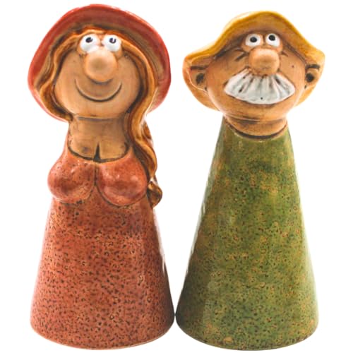 Dekohelden24 Keramik Zaunstecker Mann und Frau als 2er Set, Maße je Figur L/B/H ca. 9 x 9 x 20 cm.