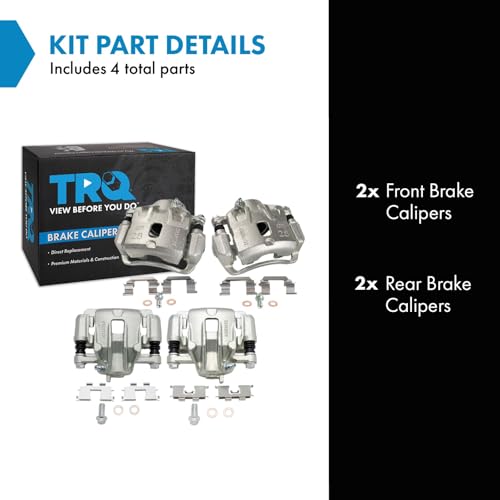 Image of TRQ Front and Rear Brake Caliper Set Zinc Coated Brackets Compatible with 2005-2009 Hyundai Tucson 2005-2010 Kia Sportage