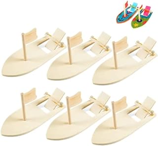 Joyibay 6 Pcs DIY Wooden Sailboat-Kids DIY Painting Wooden Crafts Creative DIY Wood Boat Toy Model Boat Kits Craft Educational Toys