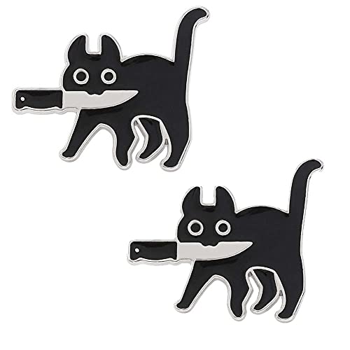 Black Cat Enamel Pins, 2 Pieces Cute Enamel Brooches Lapel Pins Badge for Women Girls Kids Clothing Bag Decor