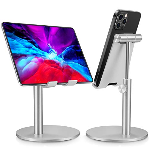 EPULY Cell Phone Stand, Adjustable Angle Height Phone Holder Dock for Desk, Compatible with All Mobile Phones, iPhone, Switch, iPad, Tablet (up to 10 inch), White