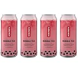 Pocas Bubble Tea with Tapioca Pearls, (Pack of 4, 16.5 oz), Asian Drinks, Refreshing Milk Tea with Boba Pearls (Strawberry)